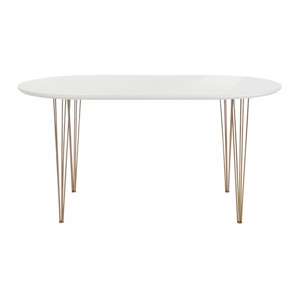 Biały stół z wysokim połyskiem Støraa Ermelo, dł. 160 cm