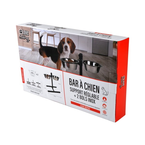 Zestaw misek dla psów ze stali nierdzewnej ze stojakiem – Love Story-image-4