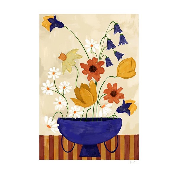 Plakat 30x40 cm Colourful Bunch in Blue Vase – Frankie Penwill – The Poster Club