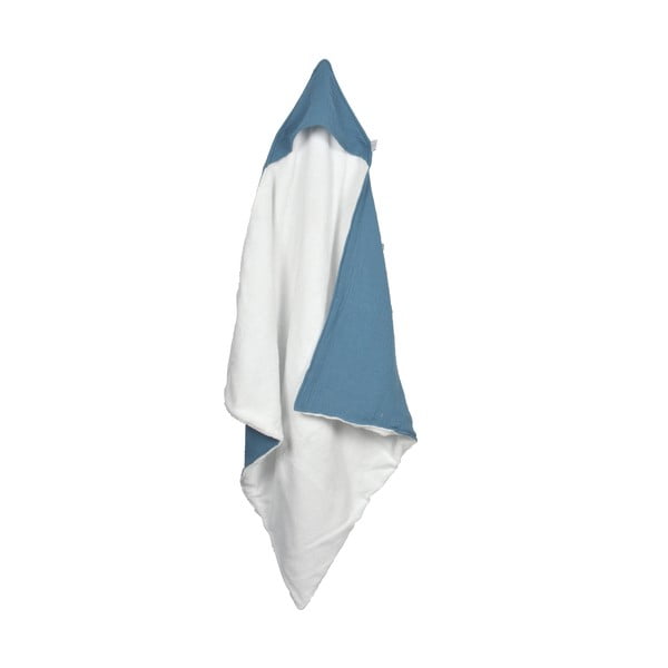 Niebieski muślinowy ręcznik dziecięcy z kapturem 75x75 cm – Bébé Douceur-image-2