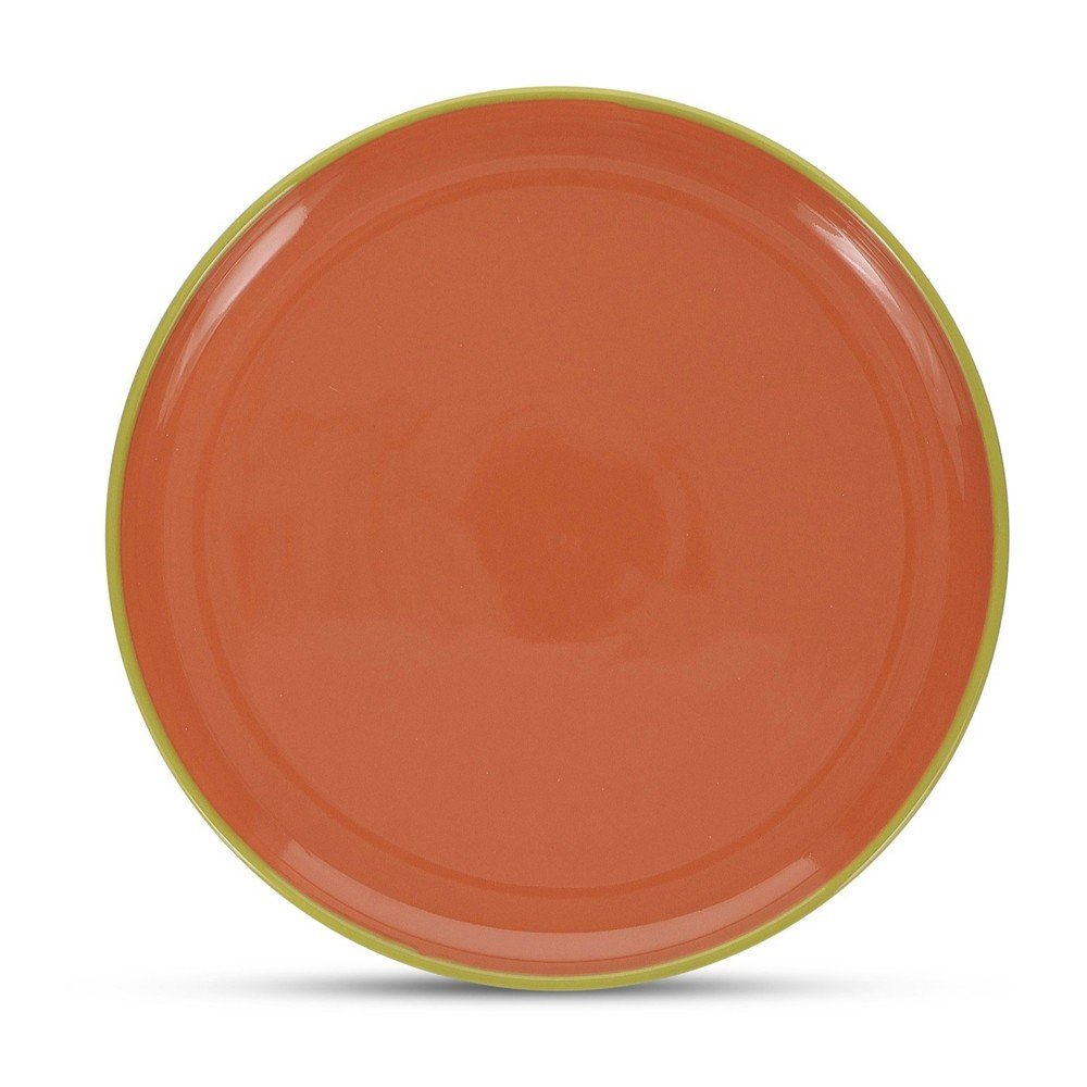 Zielony/pomarańczowy kamionkowy talerz ø 26 cm Duo – ONA