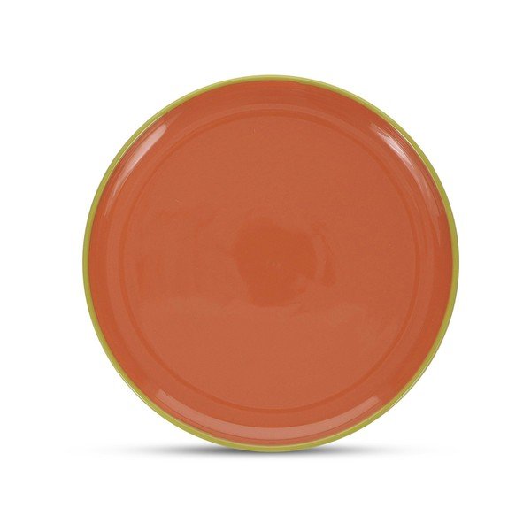 Zielony/pomarańczowy kamionkowy talerz ø 26 cm Duo – ONA