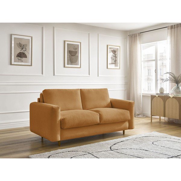 Musztardowa sofa do spania/rozkładana 220 cm Cocoone – Bobochic Paris-image-1