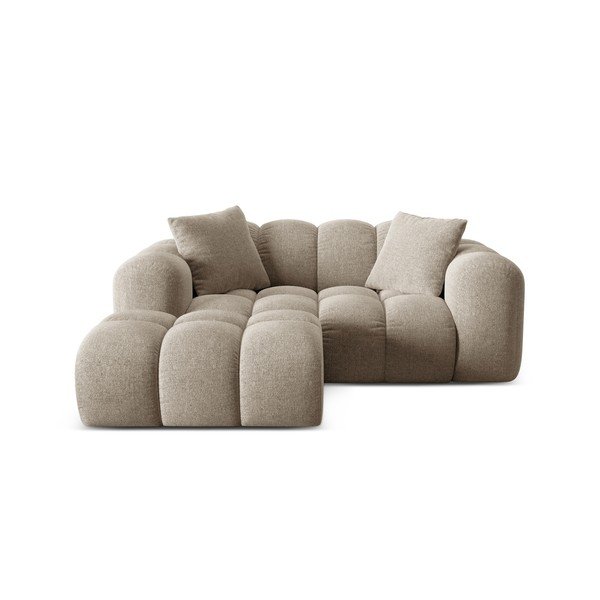 Jasnobrązowy narożnik z tkaniny szenilowej (lewostronny/z szezlongiem) Treno – Cosmopolitan Design