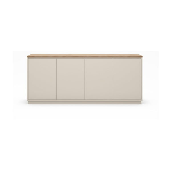 Beżowa komoda w dekorze dębu 201x84x40 cm Loreta – Marckeric
