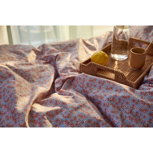 Jasnoniebiesko-różowa pościel dwuosobowa z satyny bawełnianej 200x220 cm Pleasantly – JUNA-image-4