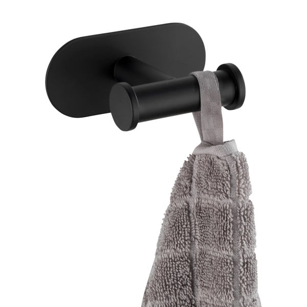 Czarny samoprzyczepny uchwyt na ręczniki Wenko Orea-image-3
