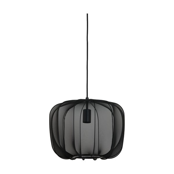 Czarna lampa wisząca z tekstylnym kloszem ø 40 cm Plumeria – Light & Living