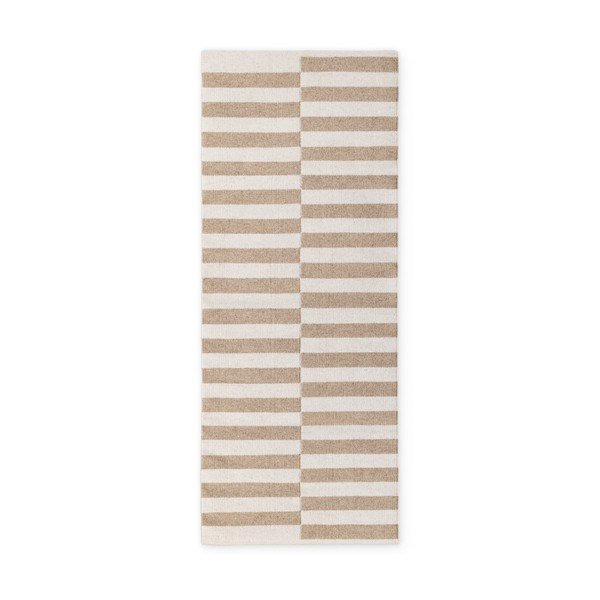 Biały/jasnobrązowy wełniany chodnik dwustronny/tkany ręcznie 80x200 cm Vika – Hanse Home