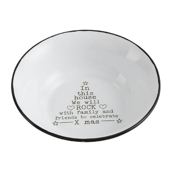 Biała miska metalowa J-Line Xmass, ⌀ 18 cm