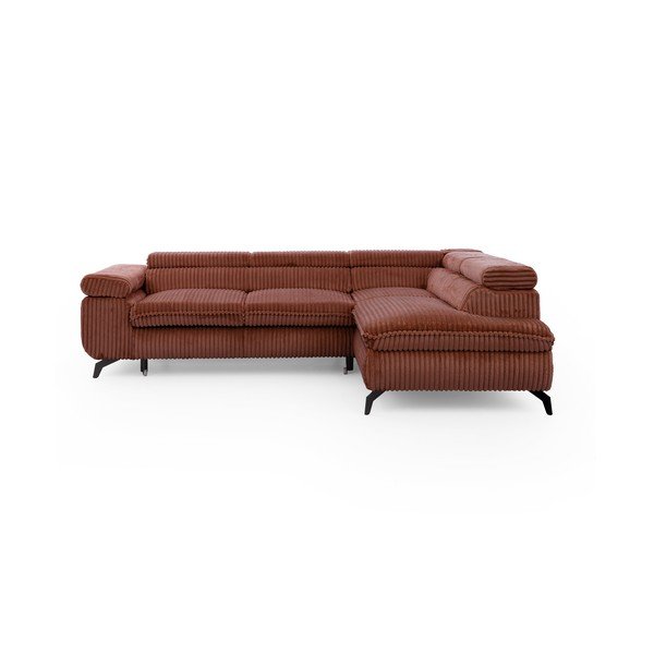 Sztruksowy narożnik w kolorze terakoty (prawostronny/w kształcie litery L) Marbeya  – Ropez