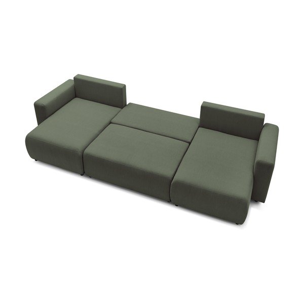 Zielona sofa rozkładana w kształcie litery U Envy – Bobochic Paris-image-4