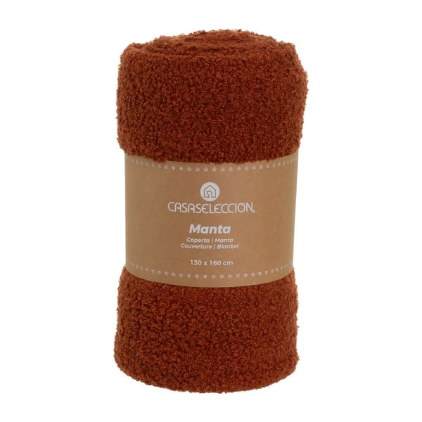 Ceglasty koc z materiału sherpa 130x160 cm Sherpa Bouclé – Casa Selección-image-4