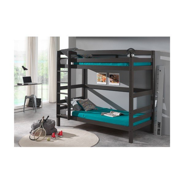 Szare dziecięce łóżko piętrowe Vipack Pino, wys. 180 cm-image-1