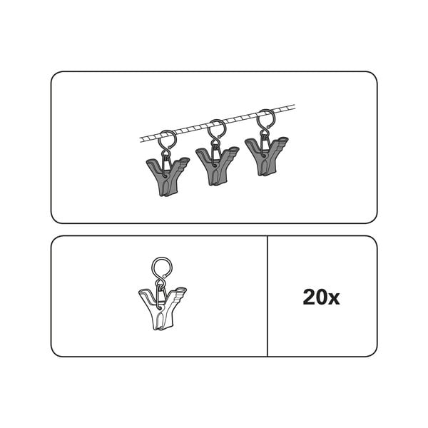 Metalowe żabki do karniszy zestaw 20 szt. – Gardinia-image-1
