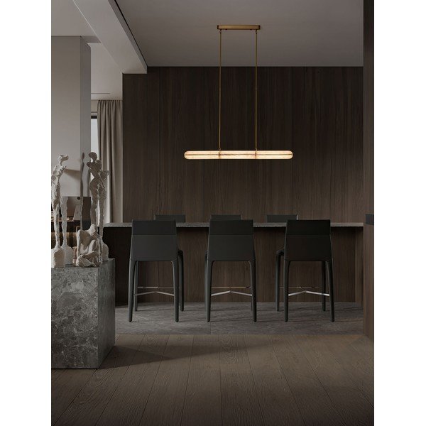 Metalowa lampa wisząca LED ze ściemniaczem w kolorze mosiądzu ze szklanym kloszem Gloree – Nova Luce-image-1