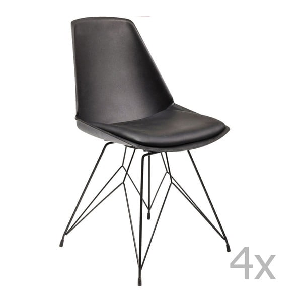 Zestaw 4 czarnych krzeseł Kare Design Wire Black