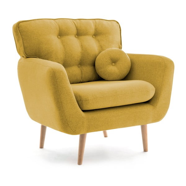 Żółty fotel z poduszką Vivonita Malva