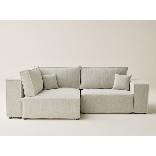 Kremowy rozkładany/ze schowkiem narożnik z tkaniny szenilowej (lewostronny/w kształcie litery L) Tonga – Maison de Rêve-image-2