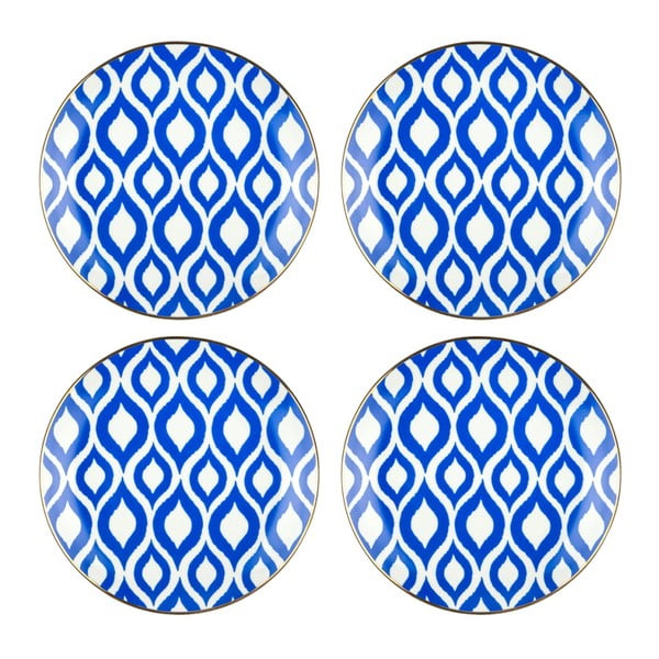 Zestaw 4 Niebiesko-białych talerzy porcelanowych Vivas Morocco, Ø 23 cm