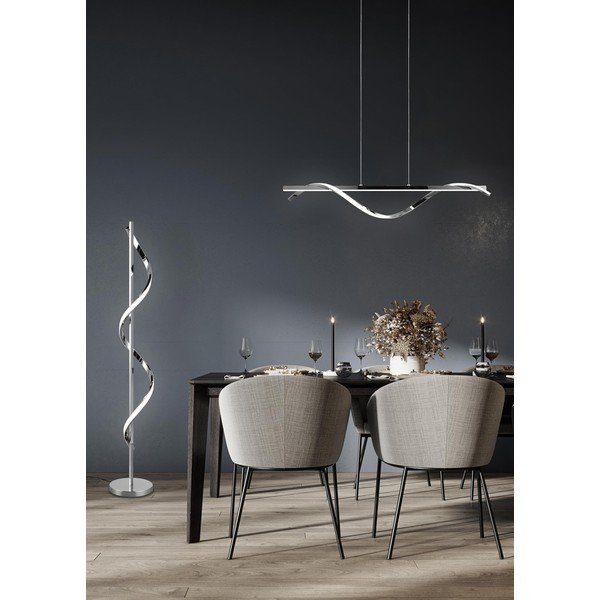 Lampa stojąca LED w kolorze srebra z połyskiem ze ściemniaczem (wys. 120 cm) Isabel – Reality-image-1