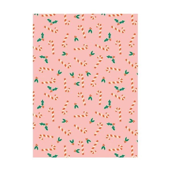 5 arkuszy różowego papieru do pakowania prezentów eleanor stuart Candy Canes, 50x70 cm
