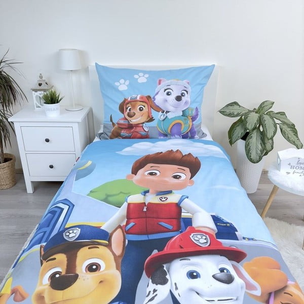 Niebieska bawełniana pościel dziecięca jednoosobowa 140x200 cm Paw Patrol – Jerry Fabrics-image-3