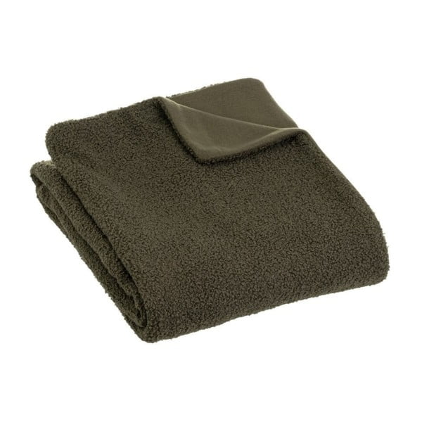 Zielony koc z materiału sherpa 130x160 cm Sherpa Bouclé – Casa Selección