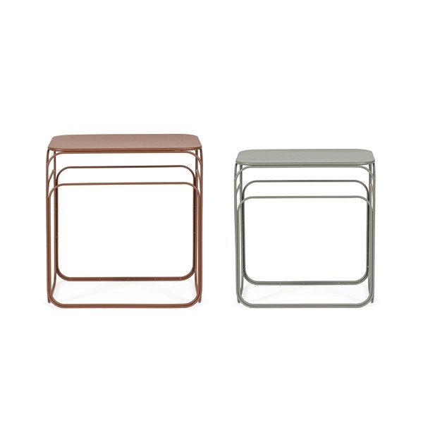 Szaro-ceglaste metalowe konsole zestaw 2 szt. 36x56 cm Clarity – Bizzotto-image-3
