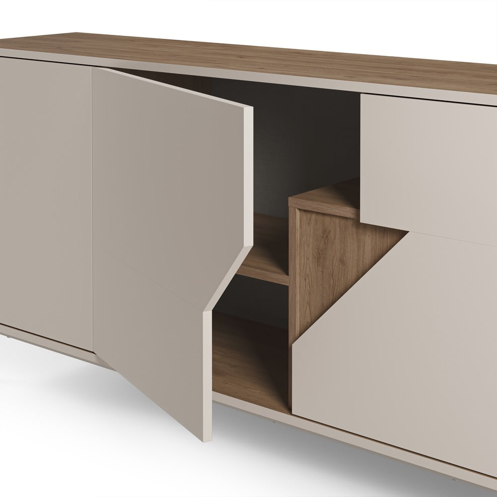 Kremowo-naturalna komoda w dekorze dębu 150x80x40 cm Lilou – Marckeric (zdjęcie 7)