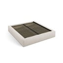 Kremowe tapicerowane łóżko dwuosobowe ze schowkiem i stelażem 180x200 cm Simon – Micadoni 