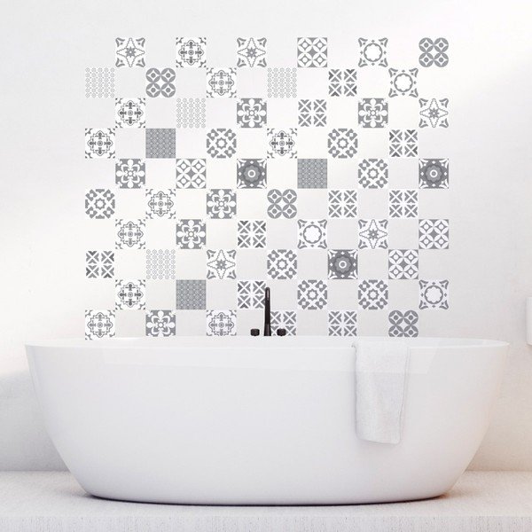 Zestaw 60 naklejek ściennych Ambiance Wall Decal Tiles Artistic Shade of Grey, 20x20 cm-image-3
