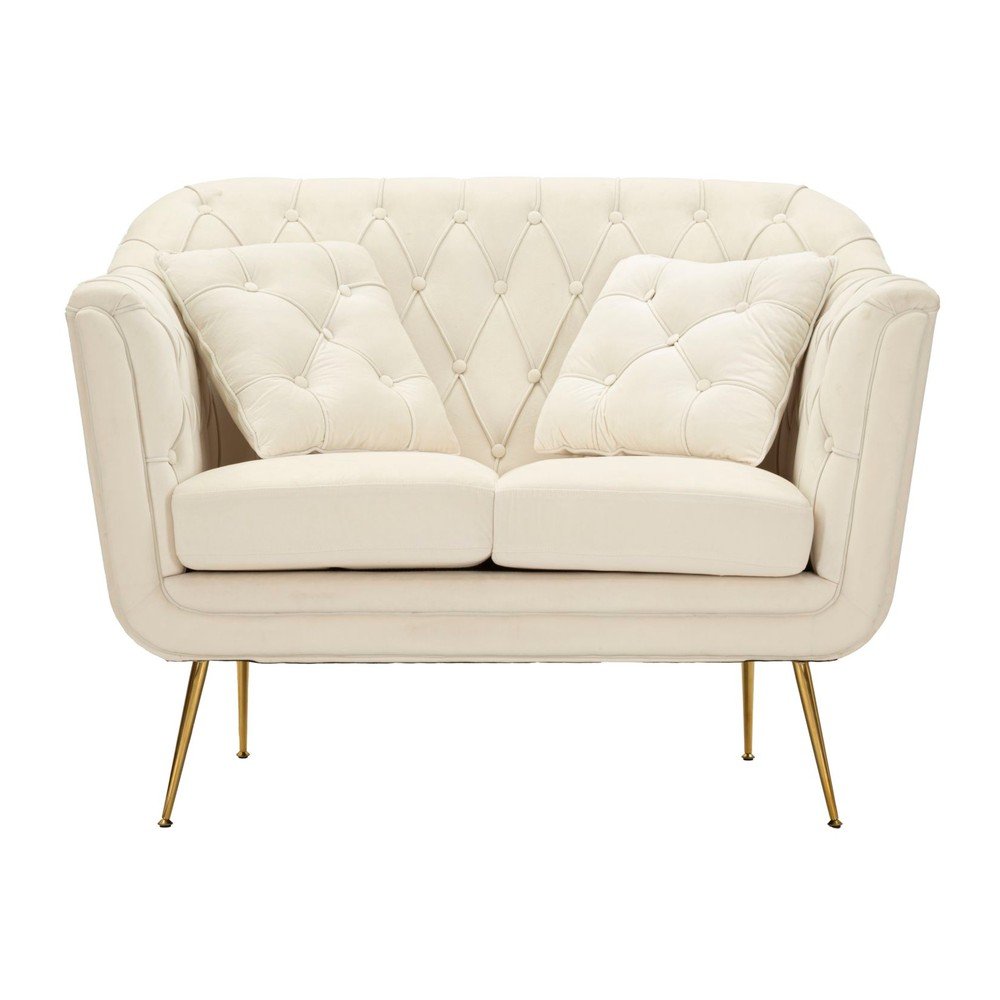 Kremowa aksamitna sofa 130 cm Budapest – Mauro Ferretti