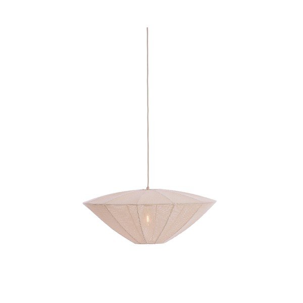Kremowa lampa wisząca z tekstylnym kloszem Satilla – Light & Living-image-1
