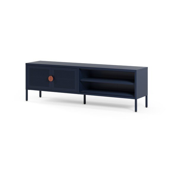 Ciemnoniebieska metalowa szafka pod TV 160x50x35 cm Sayla – Marckeric-image-3