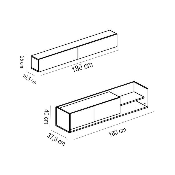 Biały zestaw pod TV w dekorze egzotycznego drewna 180x40 cm Kale – Kalune Design-image-3