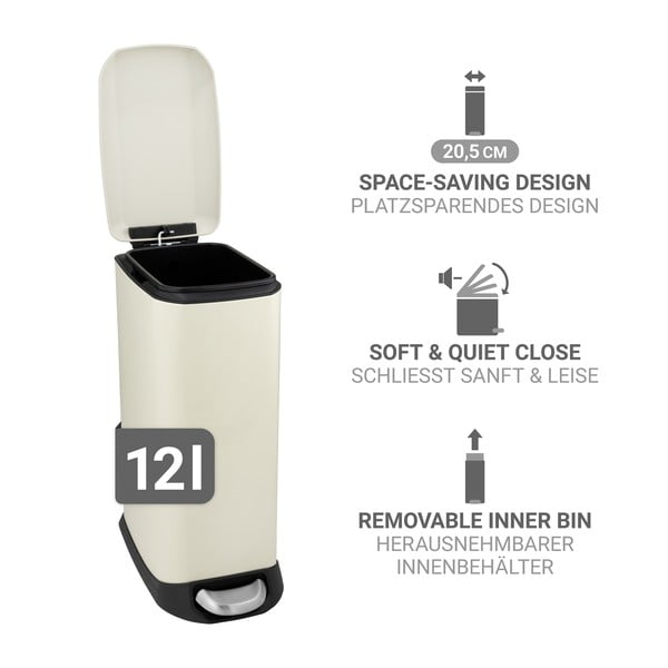 Kremowy stalowy kosz na śmieci z pedałem 12 l Design – Wenko-image-4
