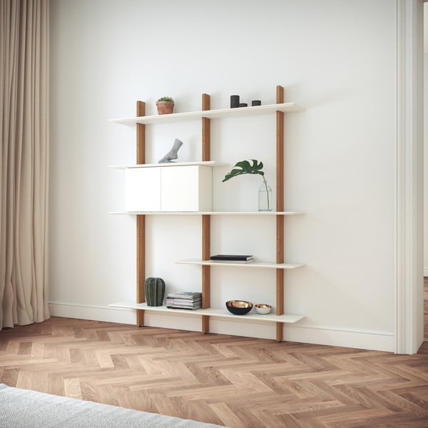 Biały regał z konstrukcją z drewna dębowego Tenzo Bridge, szer. 162 cm-image-3