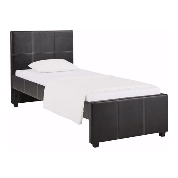 Czarne łóżko jednoosobowe Støraa Margit, 90x200 cm