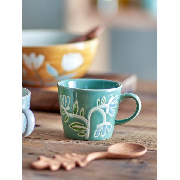 Zielona kamionkowa filiżanka 380 ml Tangier – Bloomingville-image-1