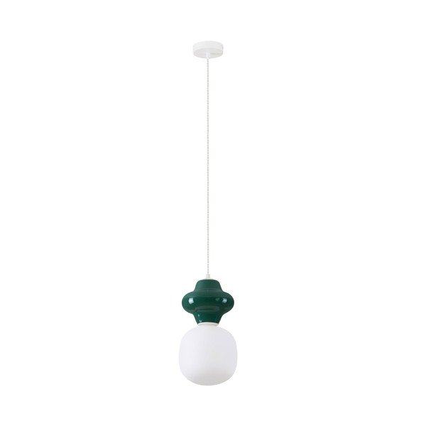 Biała/morska lampa wisząca ceramiczna ze szklanym kloszem ø 18 cm Clio – Nova Luce