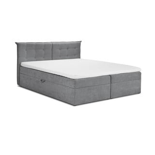 Szare łóżko boxspring ze schowkiem 200x200 cm Echaveria – Mazzini Beds