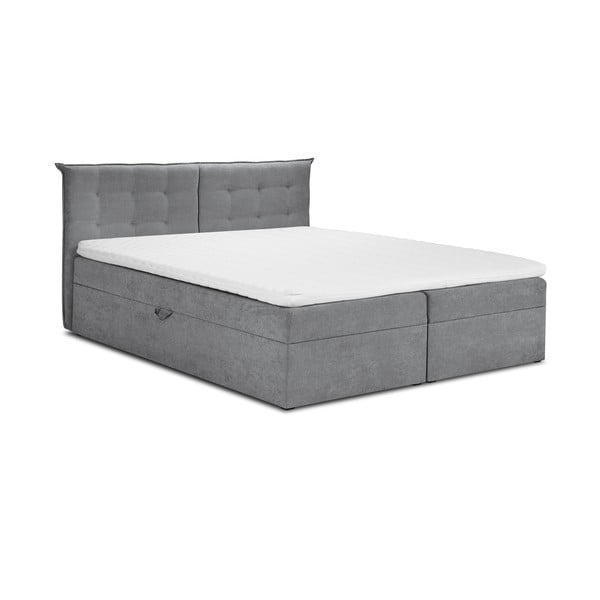 Szare łóżko boxspring ze schowkiem 140x200 cm Echaveria – Mazzini Beds