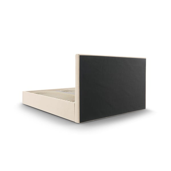 Beżowe tapicerowane łóżko dwuosobowe ze schowkiem ze stelażem 180x200 cm Nerin – Mazzini Beds-image-4
