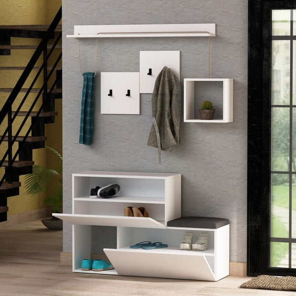 Biały zestaw do przedpokoju Holdon – Kalune Design-image-2
