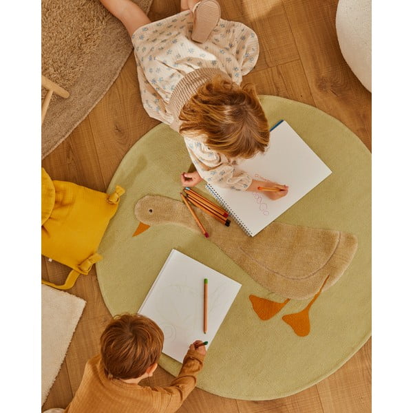 Jasnożółty bawełniany dywan dziecięcy ø100 cm Milu – Kave Home-image-1