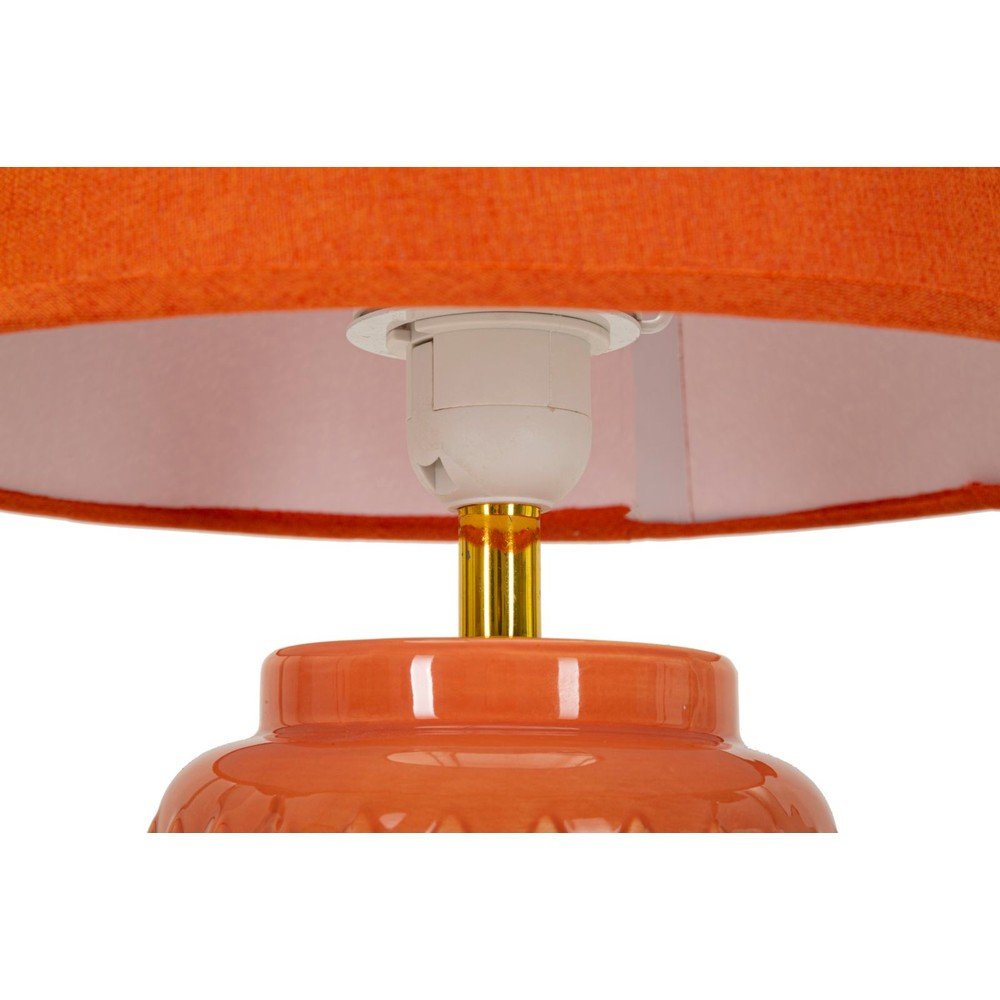 Pomarańczowa lampa stołowa ceramiczna z tekstylnym kloszem (wysokość 44 cm) – Mauro Ferretti (zdjęcie 5)