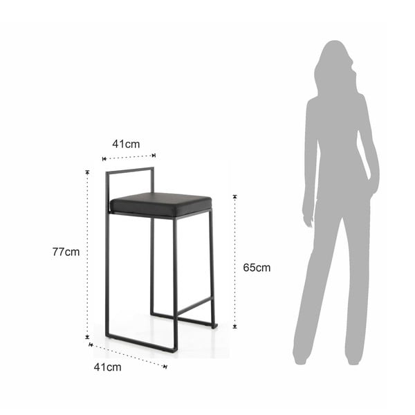 Czarne hokery zestaw 2 szt. z imitacji skóry (wysokość siedziska 65 cm) Dodo – Tomasucci-image-4