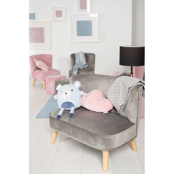 Jasnoszara aksamitna sofa dla dzieci 70 cm Lil Sofa – Roba-image-3