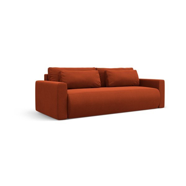 Ceglasta aksamitna rozkładana sofa ze schowkiem 238 cm Belfast – Cosmopolitan Design-image-1